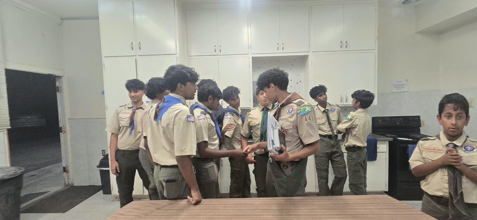 Troop 443 scouts congratulating Pranav